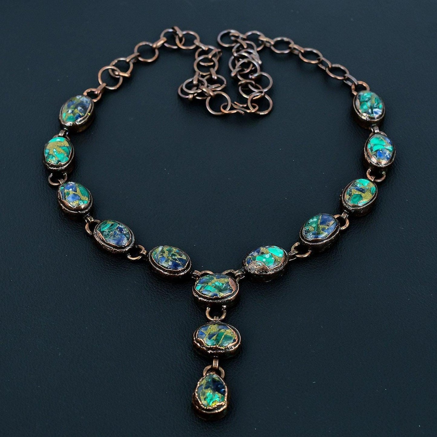 Copper Blue-Green Azurite-Malachite Gemstone Necklace