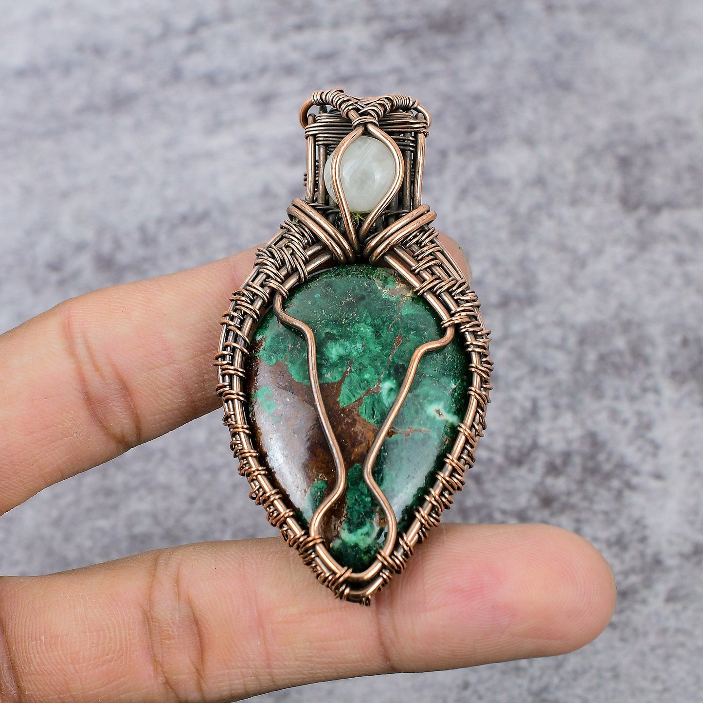 Blue Green Azurite Malachite Gemstone Pendant