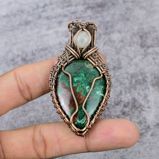 Blue Green Azurite Malachite Gemstone Pendant