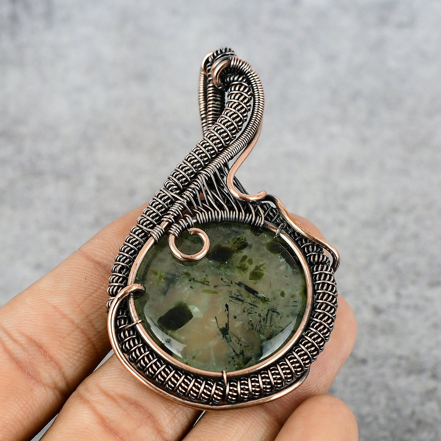 Green Prehnite Gemstone Pendant