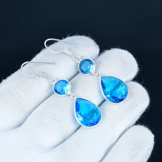 Swiss Blue Topaz Sterling Silver Earrings