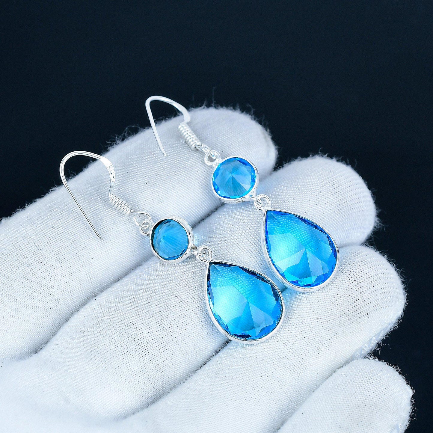 Swiss Blue Topaz Sterling Silver Earrings