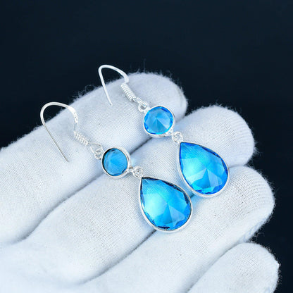 Swiss Blue Topaz Sterling Silver Earrings
