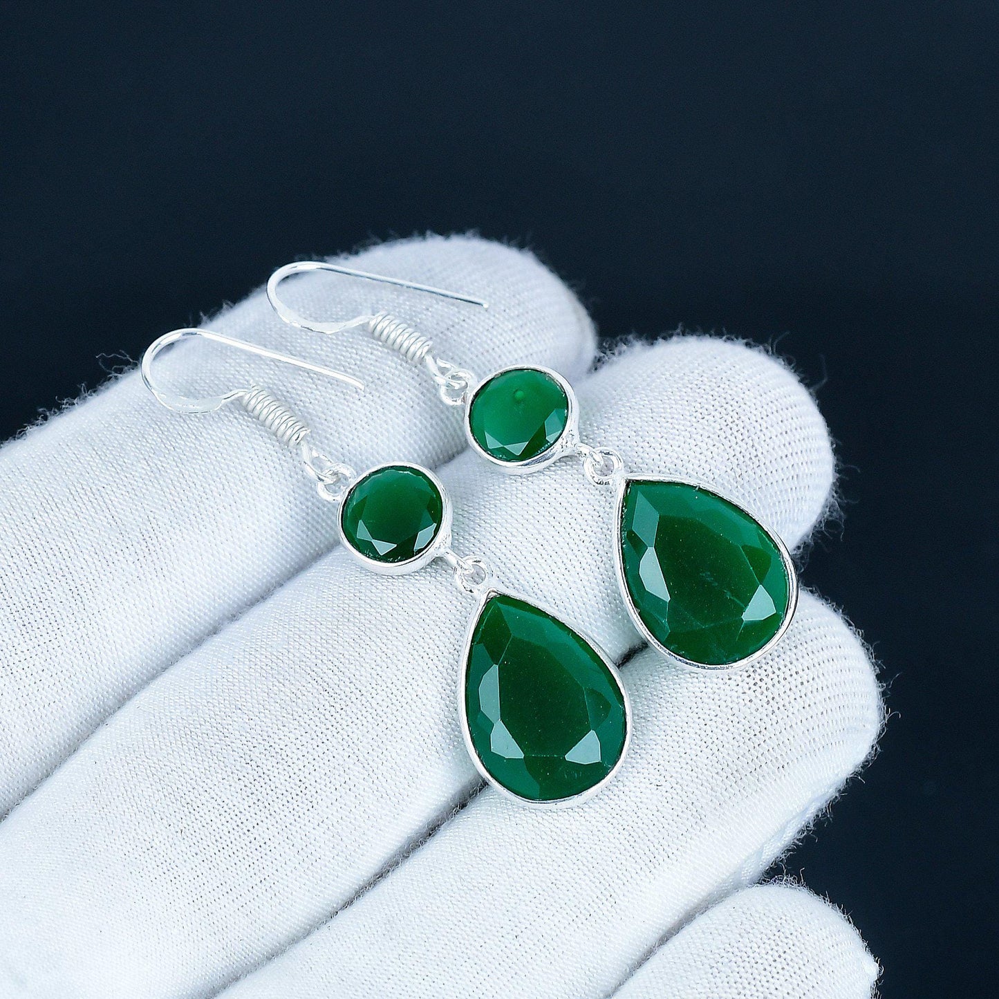 Green Emerald Gemstone Earrings