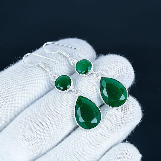 Green Emerald Gemstone Earrings