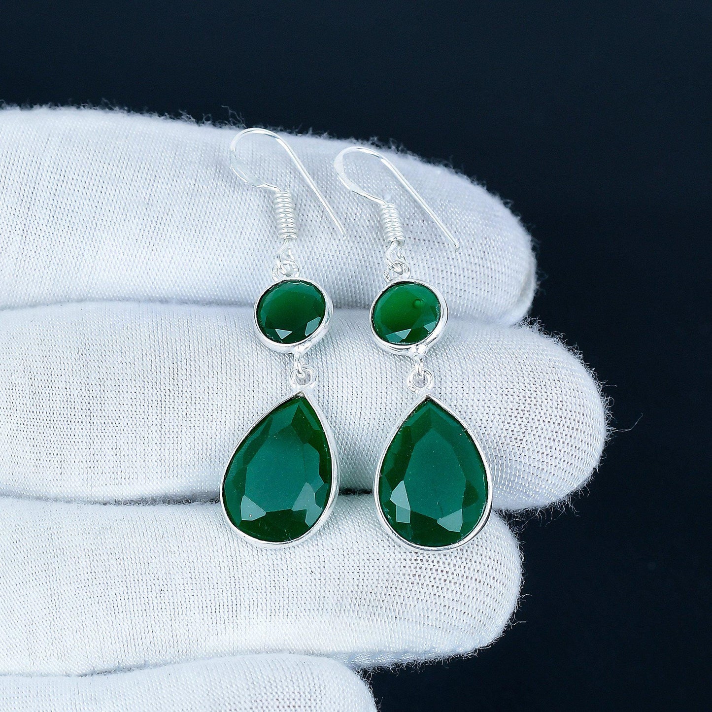 Green Emerald Gemstone Earrings