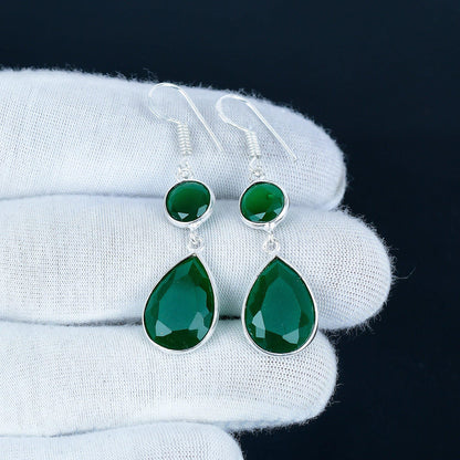 Green Emerald Gemstone Earrings