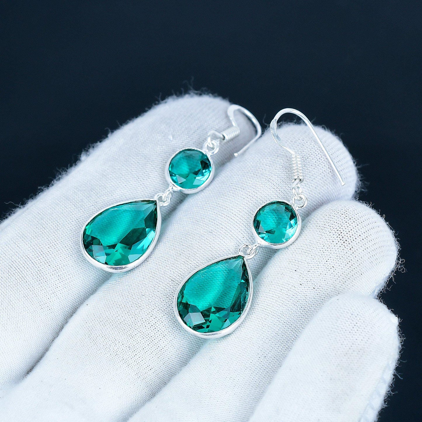 Aqua Apatite Sterling Silver Earrings