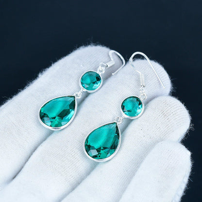 Aqua Apatite Sterling Silver Earrings