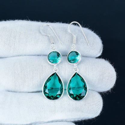 Aqua Apatite Sterling Silver Earrings