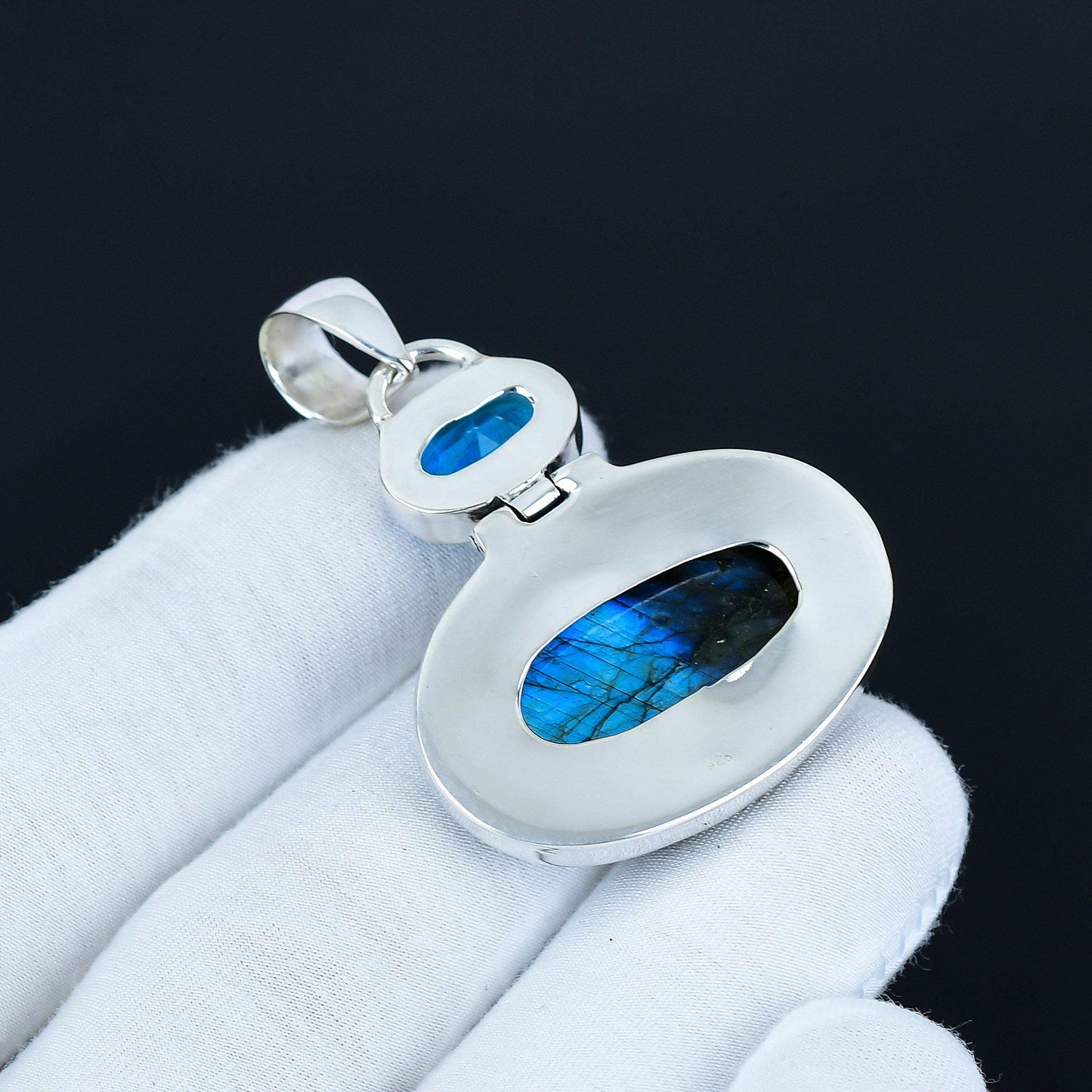 Blue Topaz & Labradorite Pendant