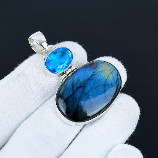 Blue Topaz & Labradorite Pendant