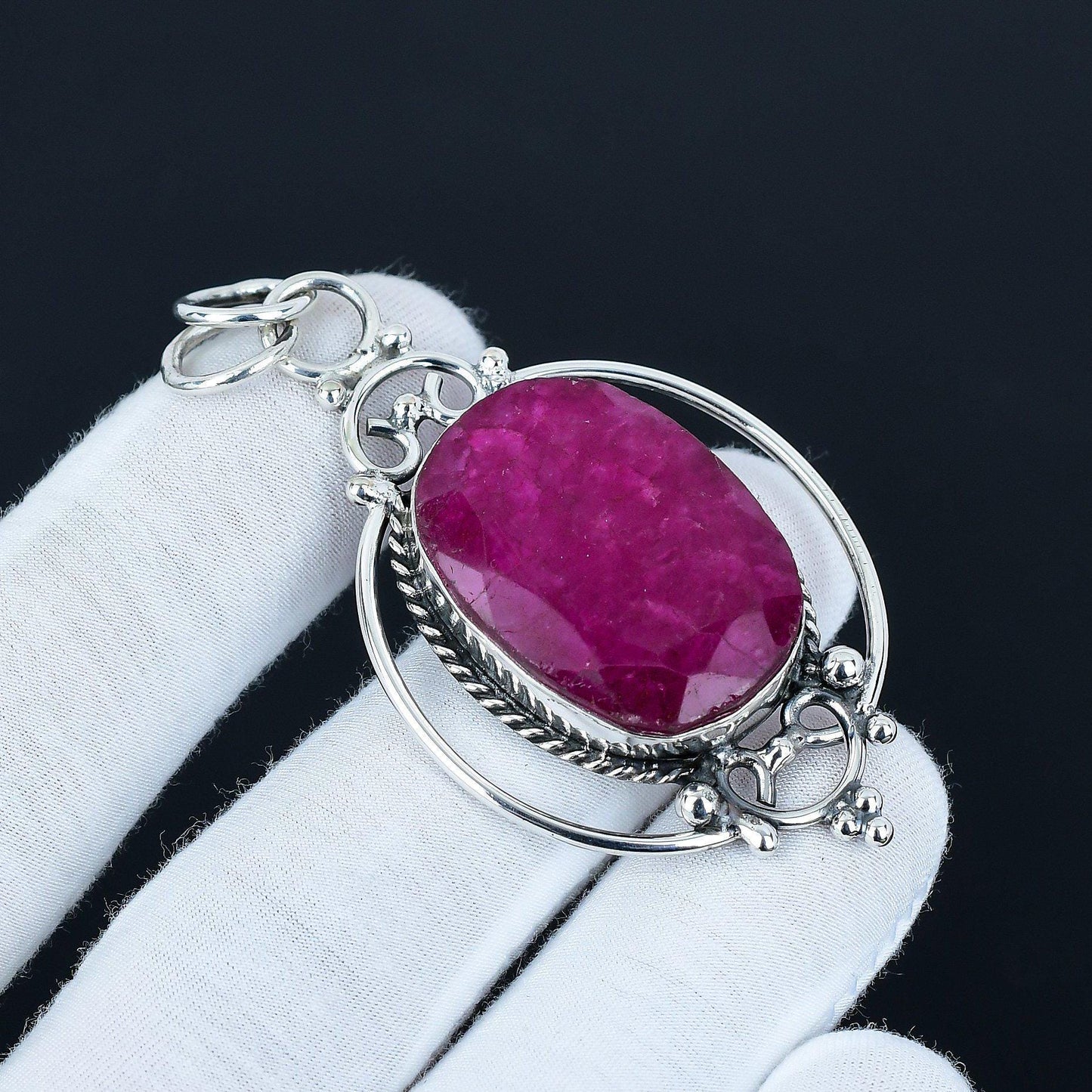 Red Kashmir Ruby Gemstone Pendant