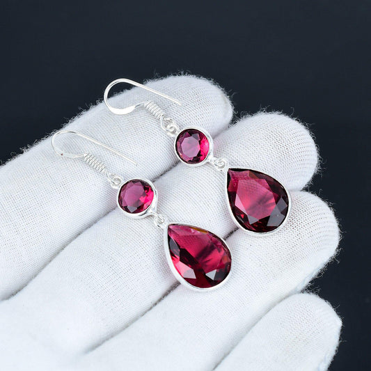 Pink Rubellite Sterling Silver Earrings