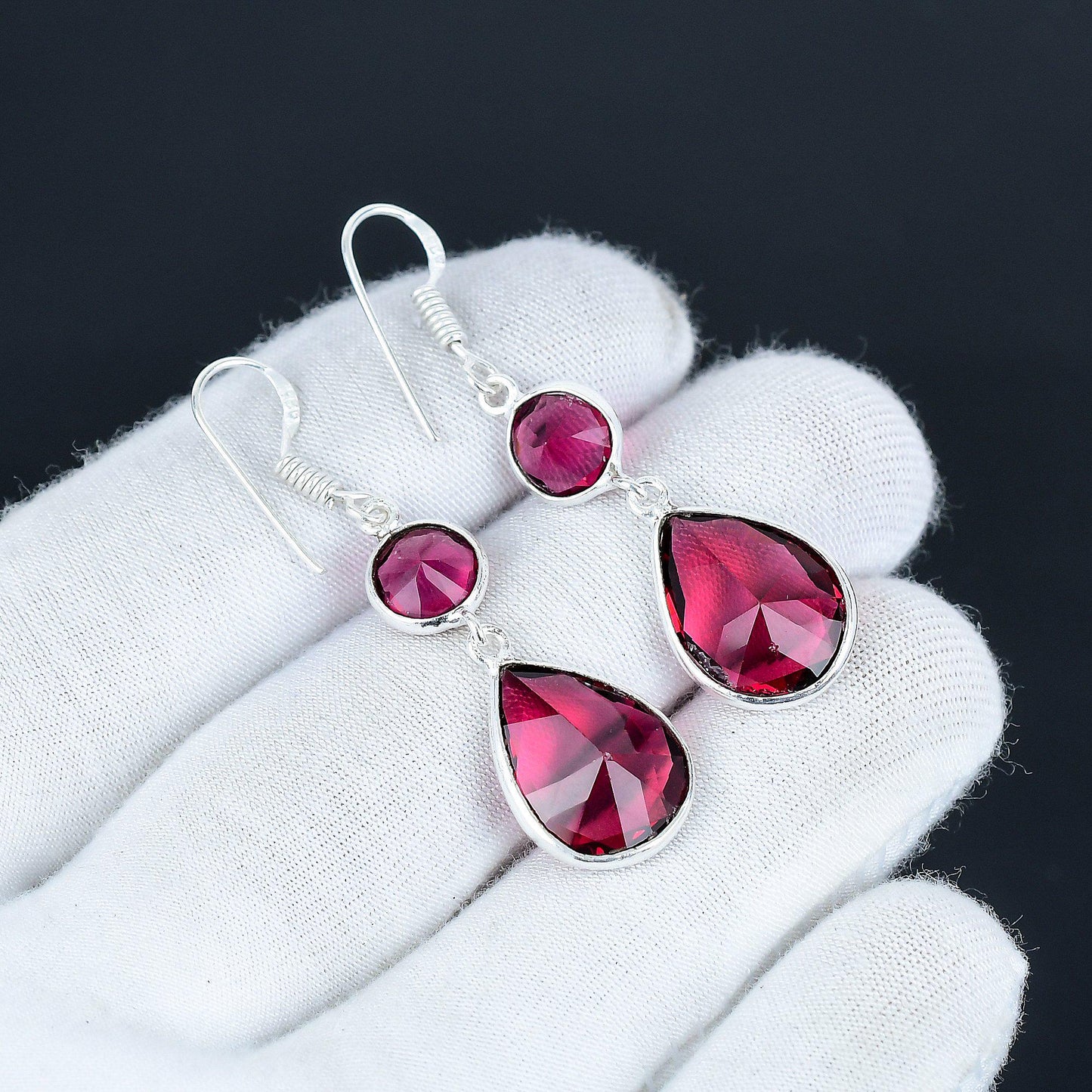 Pink Rubellite Sterling Silver Earrings