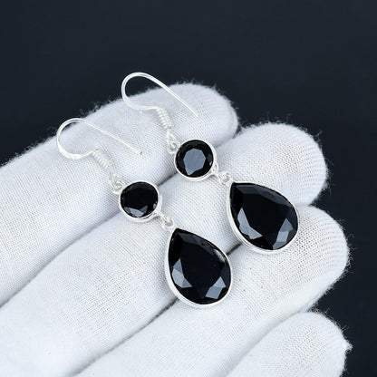 Black Spinel Sterling Silver Earrings