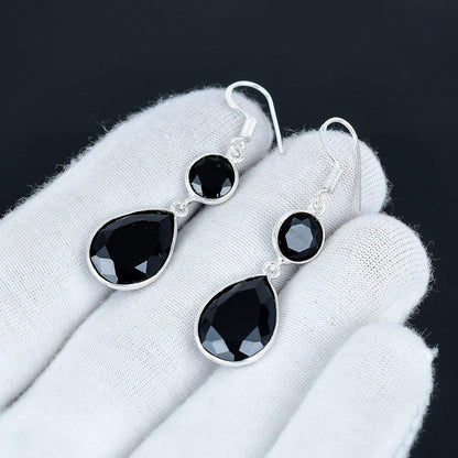 Black Spinel Sterling Silver Earrings