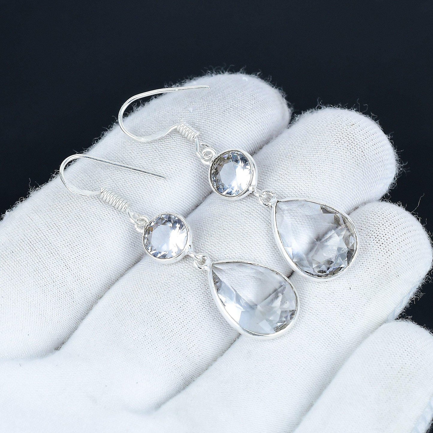White Topaz Sterling Silver Earrings
