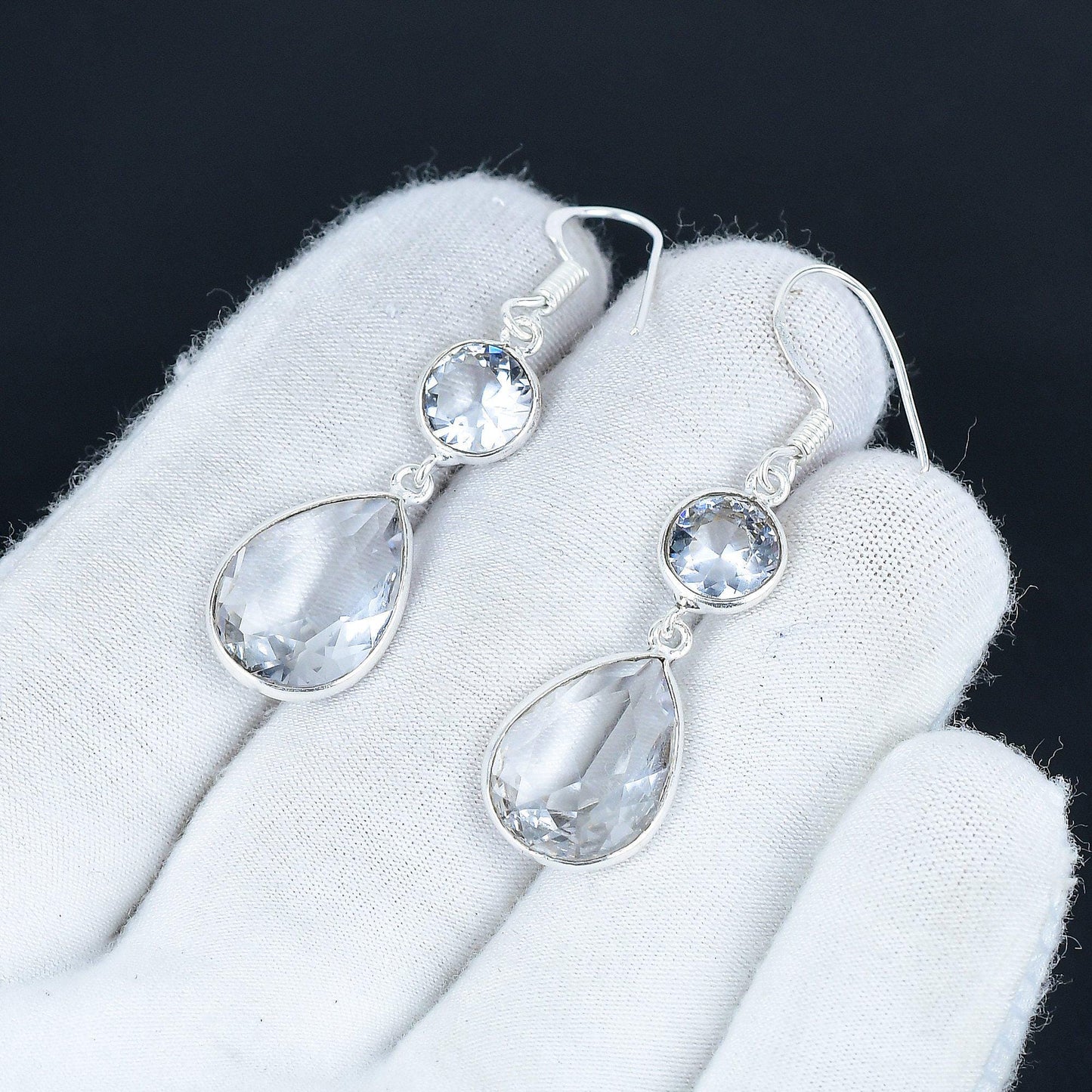 White Topaz Sterling Silver Earrings