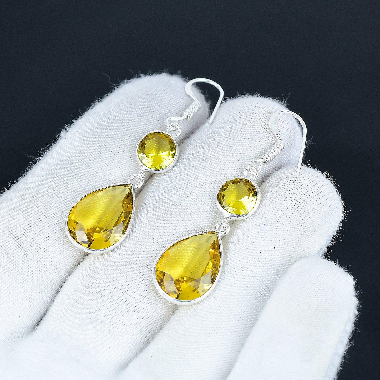 Yellow Citrine Gemstone Earrings