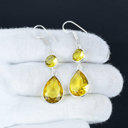 Yellow Citrine Gemstone Earrings