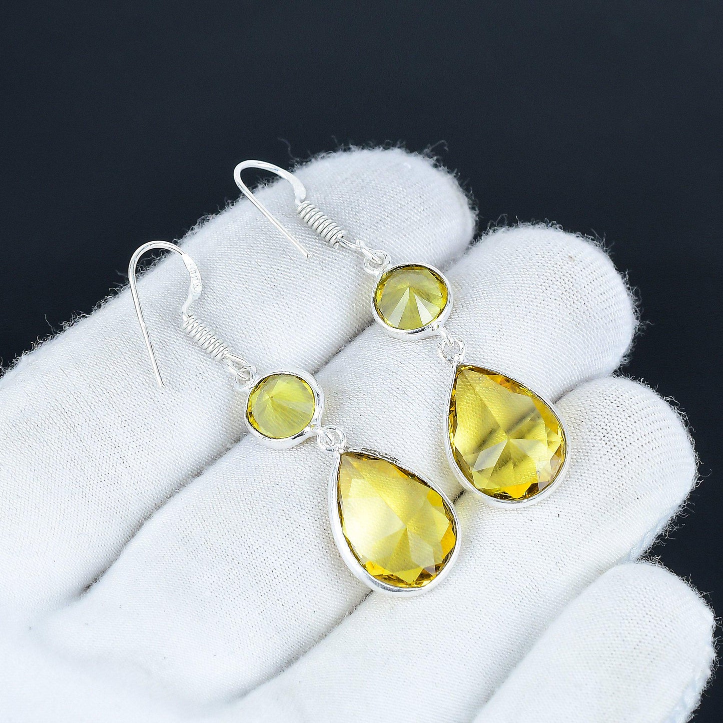Yellow Citrine Gemstone Earrings