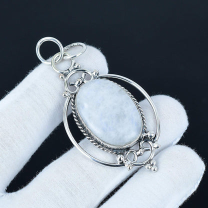 Rainbow Moonstone Silver Pendant