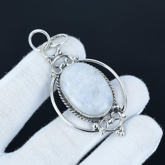 Rainbow Moonstone Silver Pendant