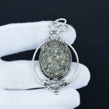 Gold Pyrite Druzy Pendant