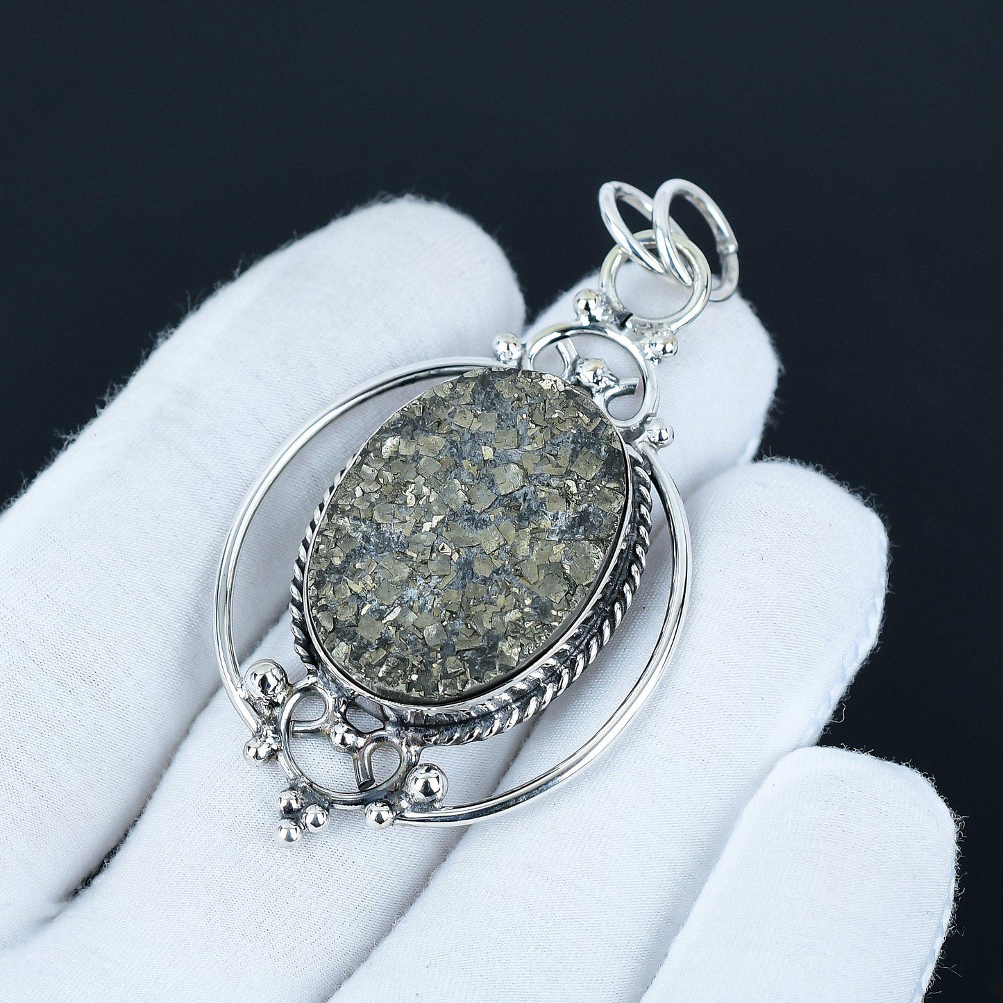 Gold Pyrite Druzy Pendant