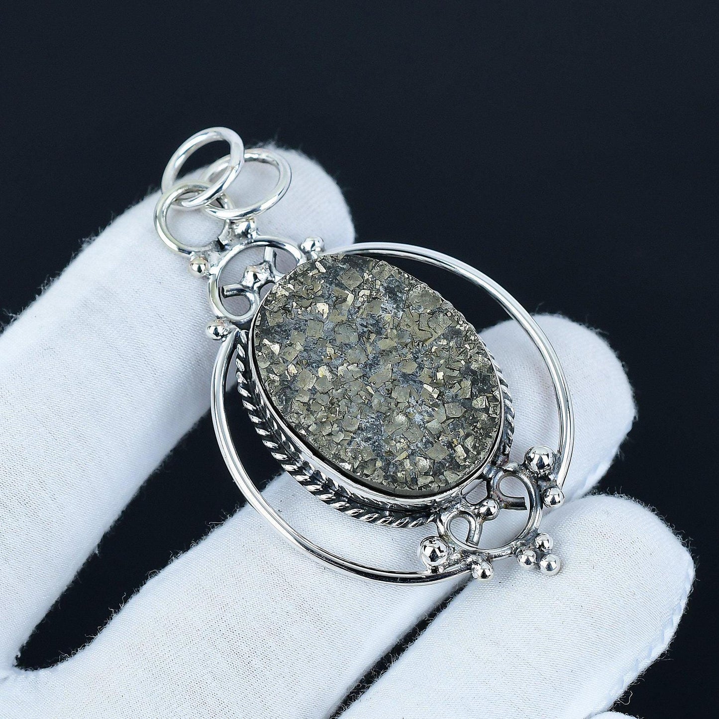Gold Pyrite Druzy Pendant
