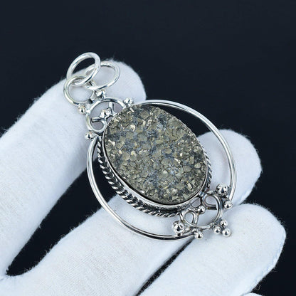Gold Pyrite Druzy Pendant