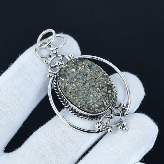 Gold Pyrite Druzy Pendant