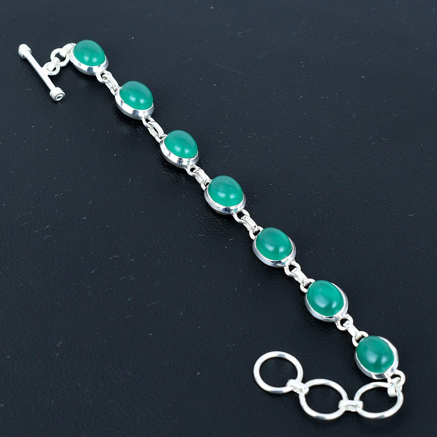 Green Onyx Sterling Silver Bracelet