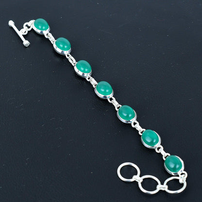 Green Onyx Sterling Silver Bracelet