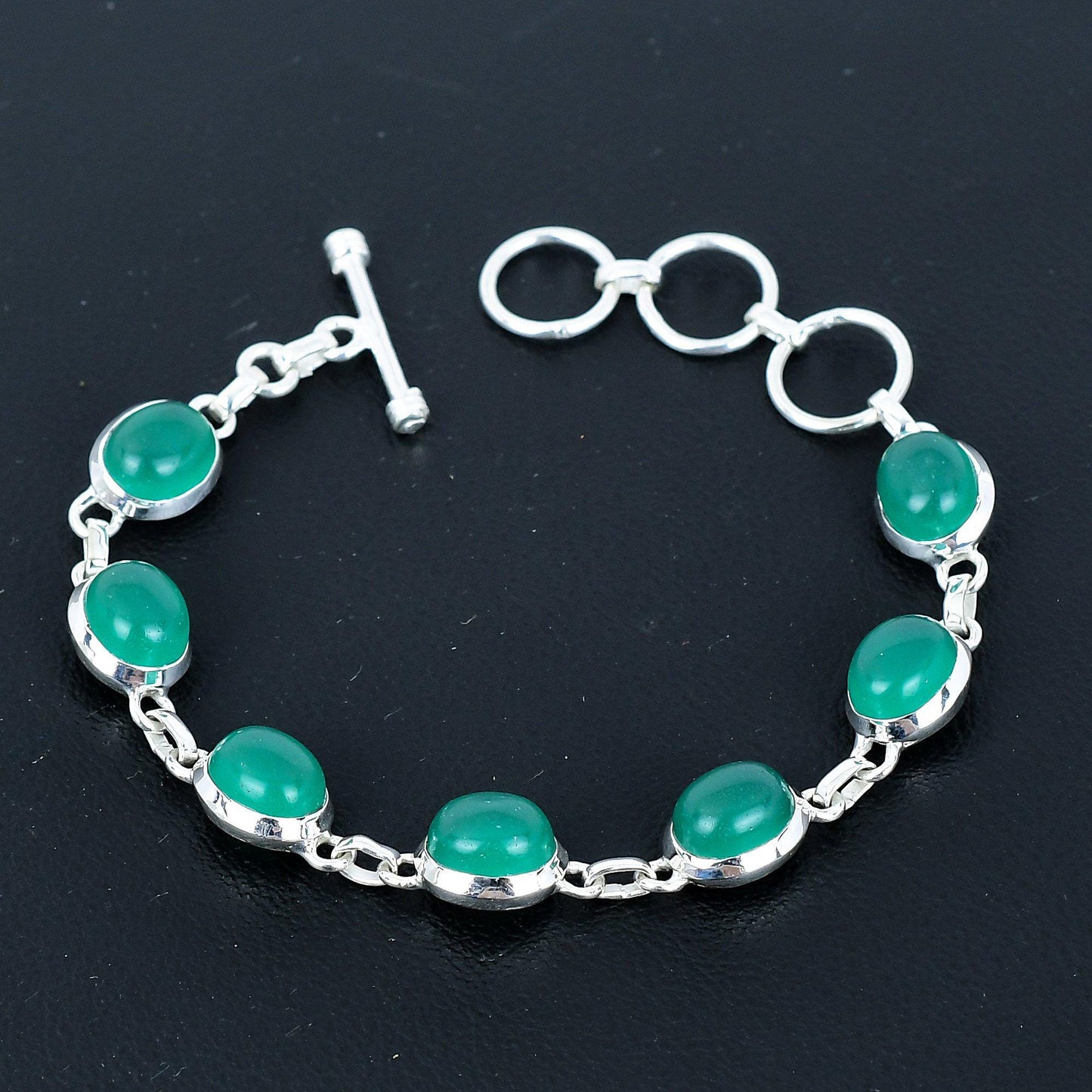 Green Onyx Sterling Silver Bracelet