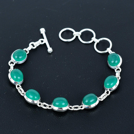 Green Onyx Sterling Silver Bracelet