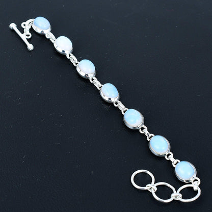 Milky Opal Gemstone Sterling Silver Bracelet