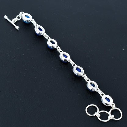 Blue Lapis Lazuli Sterling Silver Adjustable Bracelet