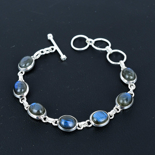 Blue-Grey Labradorite Gemstone Bracelet