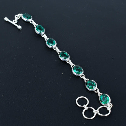 Green Apatite 925 Sterling Silver Bracelet