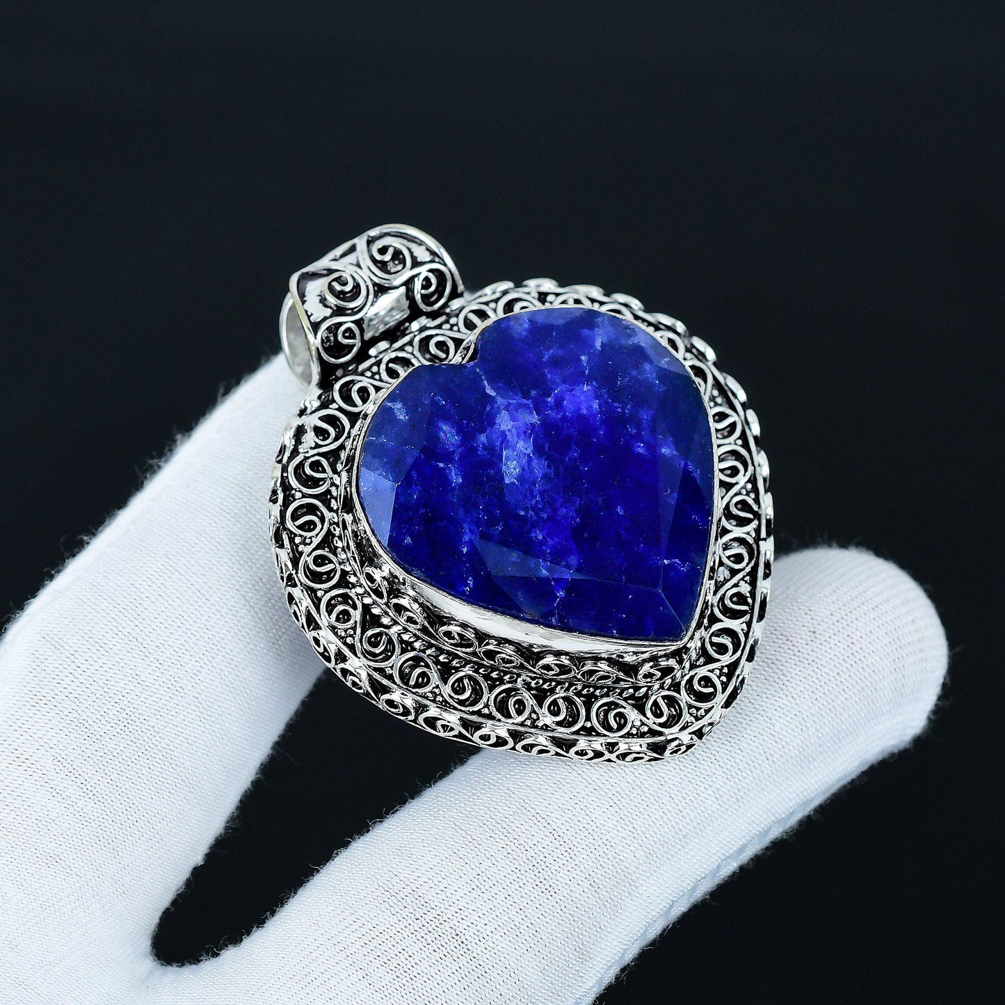 Blue Sapphire Heart Pendant