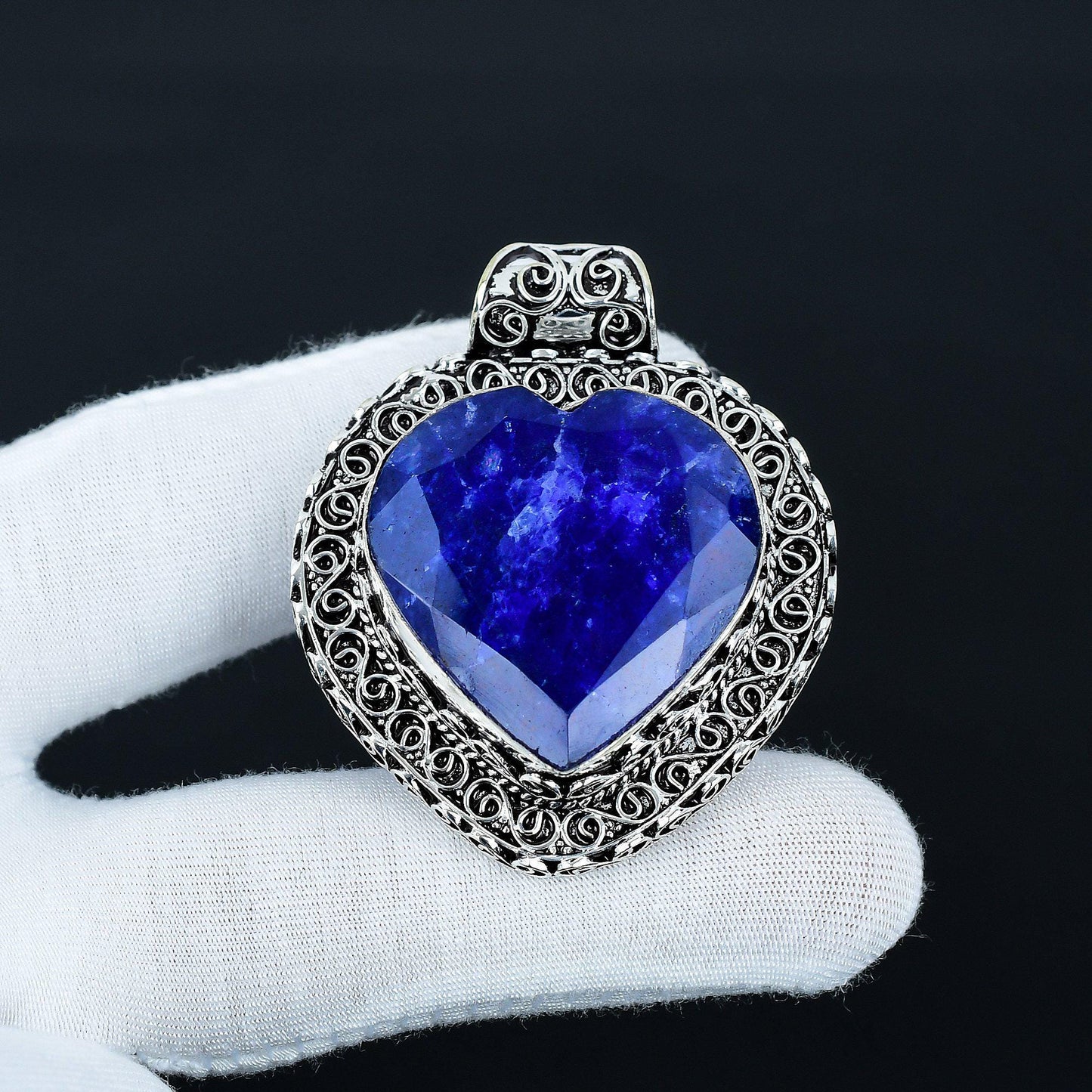 Blue Sapphire Heart Pendant