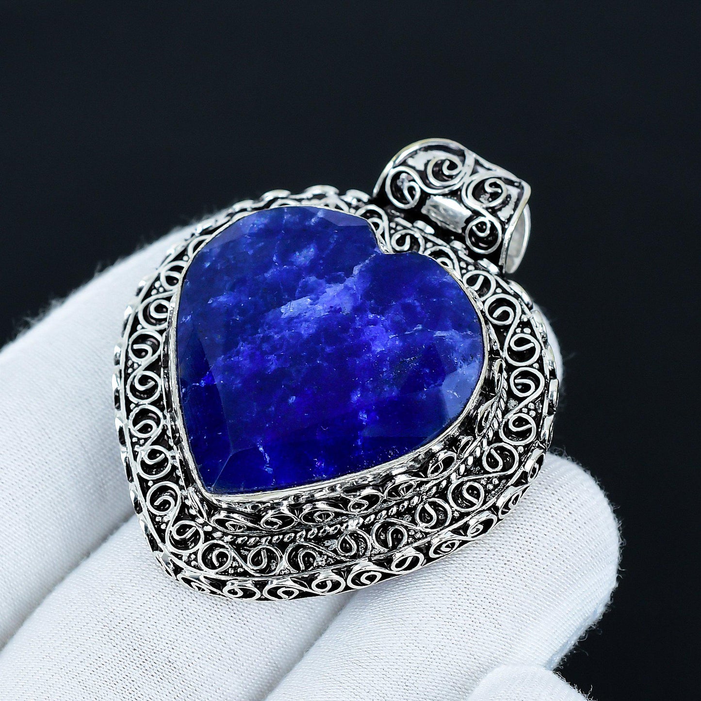 Blue Sapphire Heart Pendant