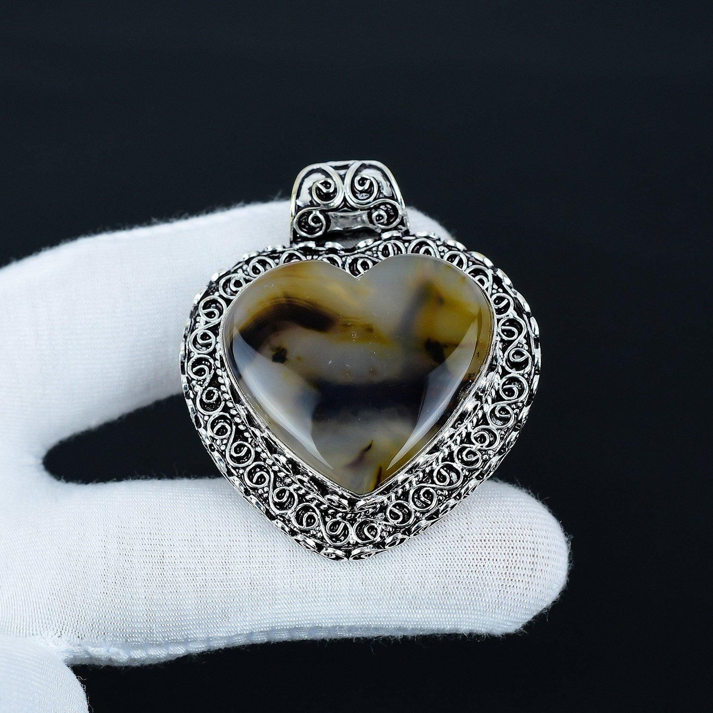 Green Montana Agate Heart Pendant