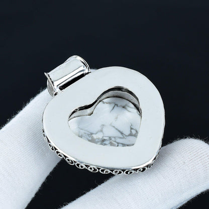 White Howlite Heart Gemstone Pendant