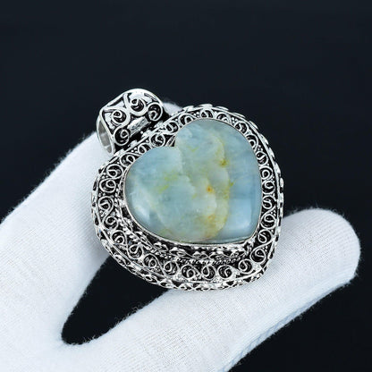 Vintage Aquamarine Heart Pendant