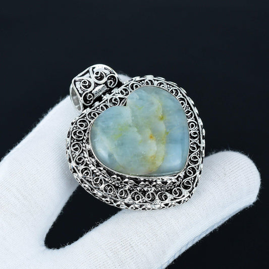 Vintage Aquamarine Heart Pendant