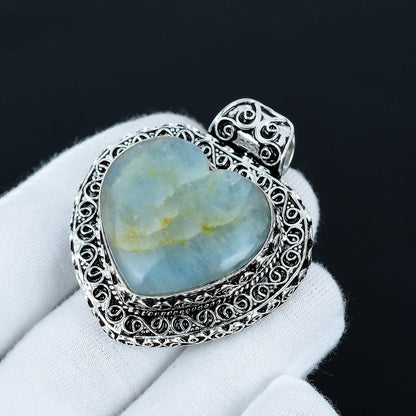 Vintage Aquamarine Heart Pendant