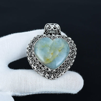 Vintage Aquamarine Heart Pendant